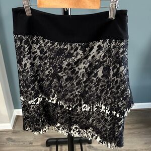 Ann Taylor Black and Gray Asymmetrical Skirt